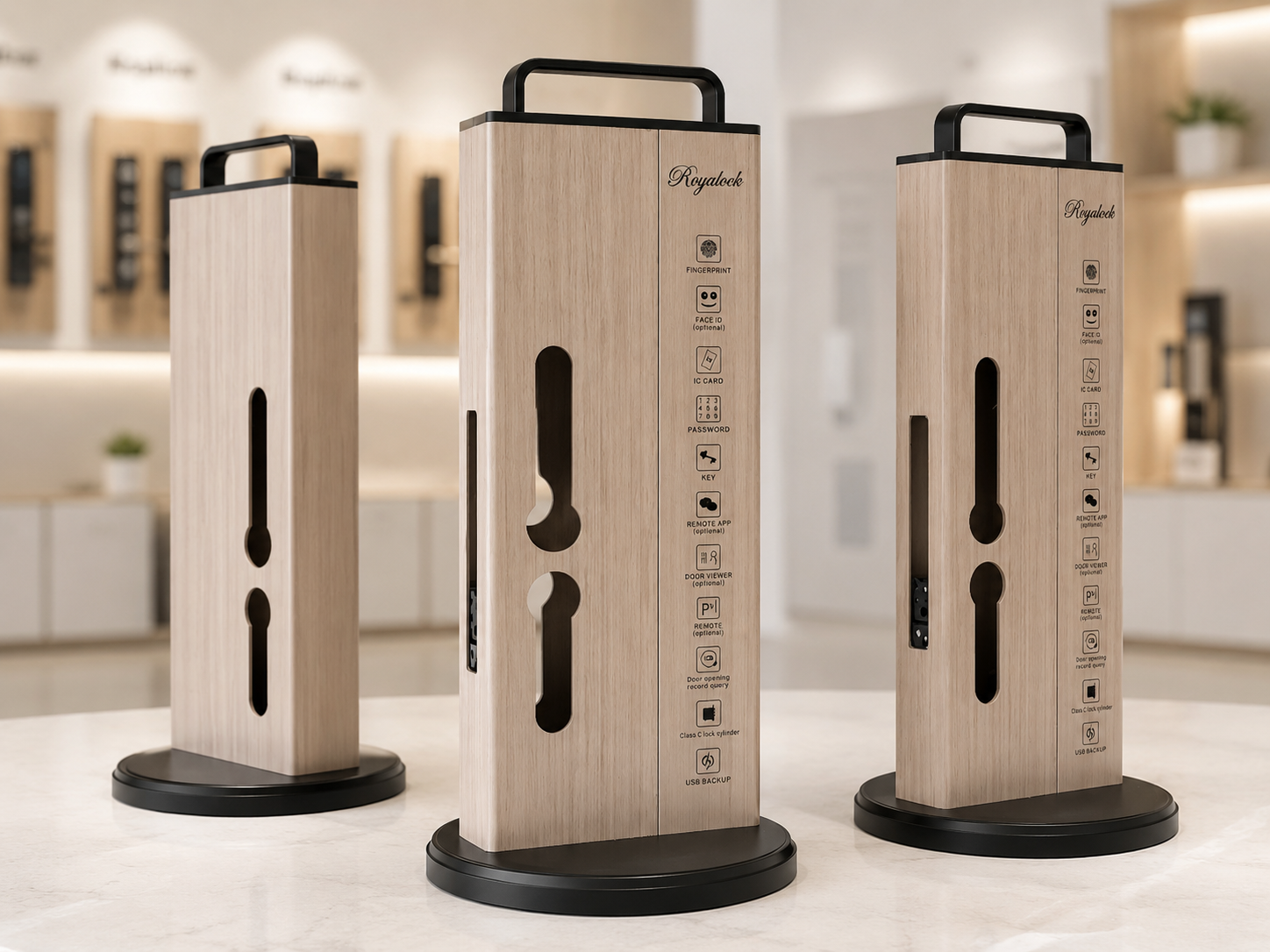 ROYALOCK smart lock display stand for showroom and exhibition