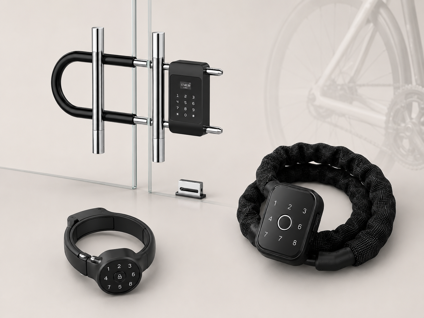 Glass door and other smart lock solutions for gates, fences and equipment fixed-use scenarios