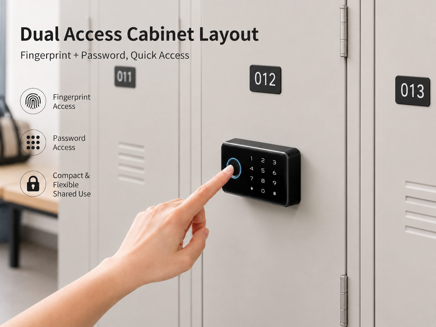 3-in-1 cabinet lock for office storage cabinet and staff locker use