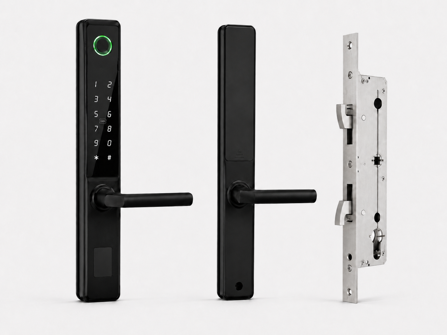 Narrow stile smart lock for aluminum door matching