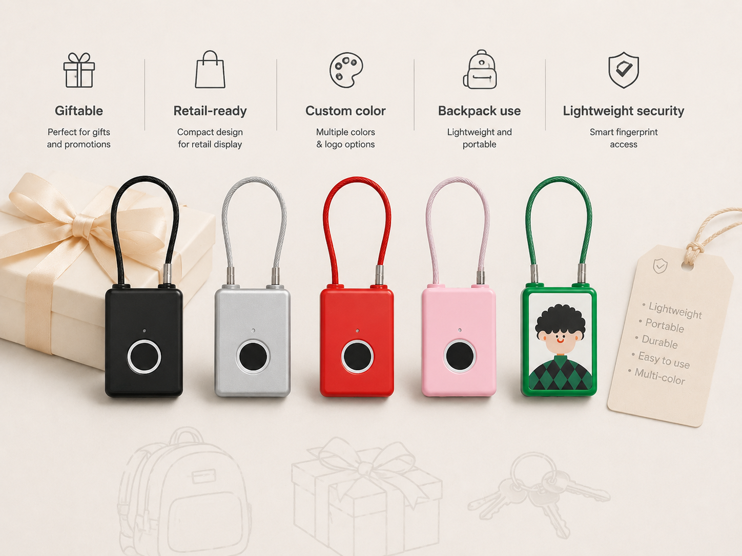 SG100 mini fingerprint padlock for bags and gift customization
