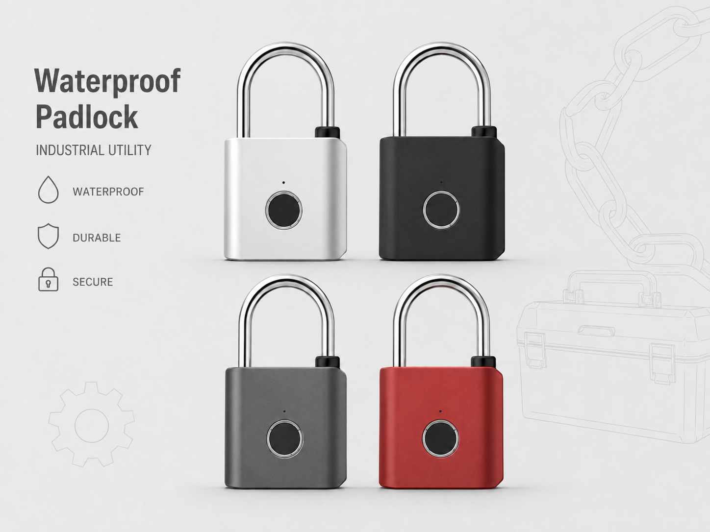 SP600-N-TY waterproof fingerprint padlock for cabinets and toolboxes
