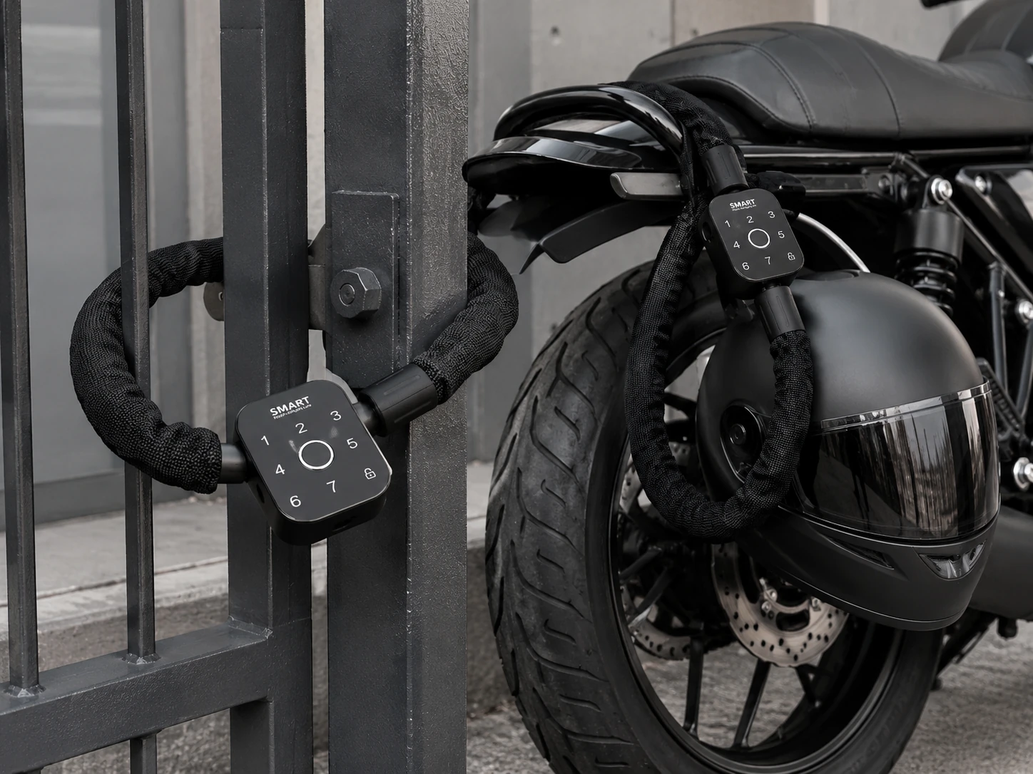 Smart chain lock for fence outdoor utility equipment and temporary fixing